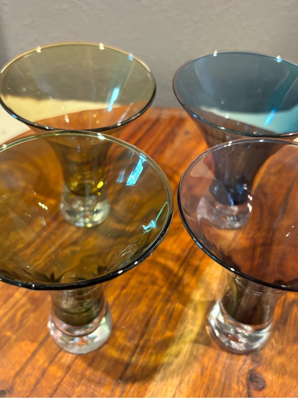 Vintage Bo Borgstrom Art Glass Martini Glasses-Stunning Set of 4 -MCM